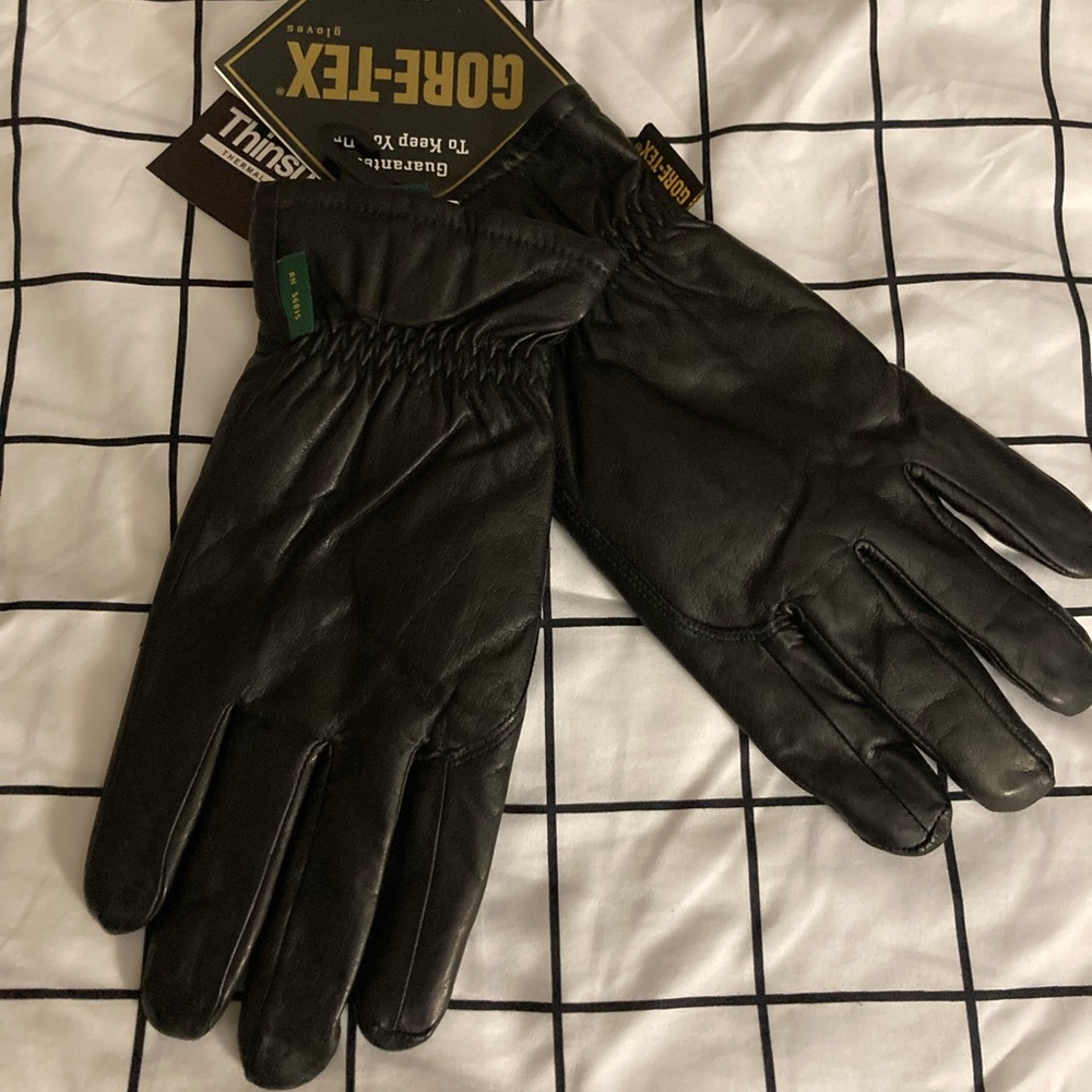 Gore Tex Thinsulate 3M black leather gloves
